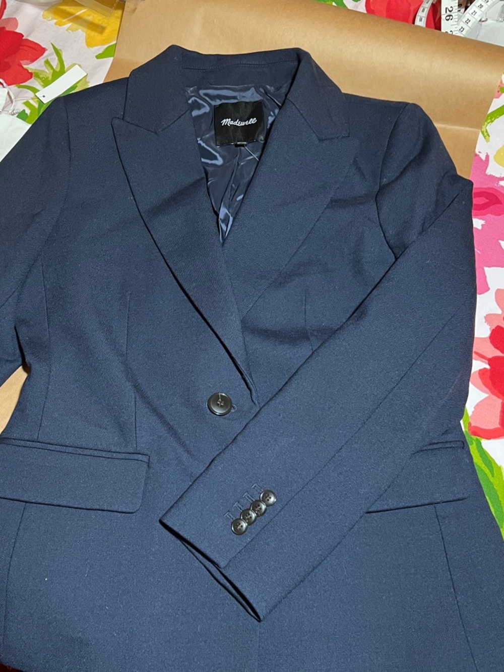 Madewell Navy Single-Button Tailored Blazer